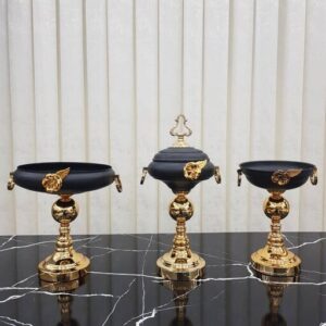سرویس پذیرایی گل رز مشکی جنس فلز آبکاری شده پایه فورتیک