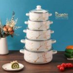 ست دیش چینی علبی طرح ماربل