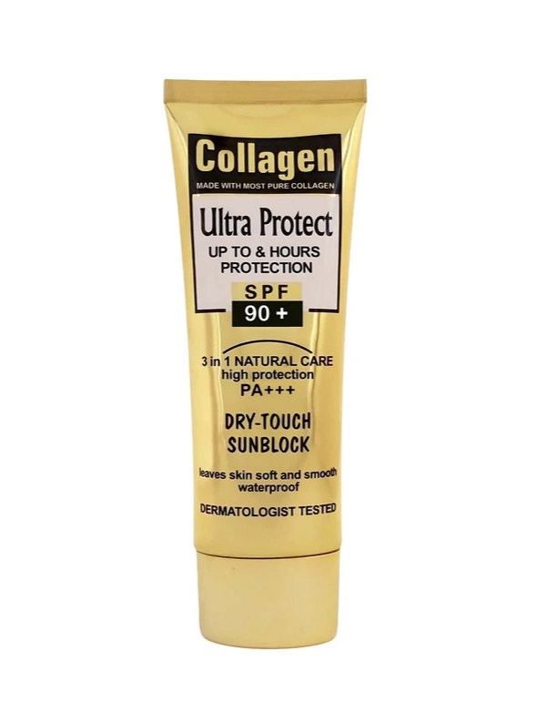 کرم ضد آفتاب بدون رنگ کلاژن مدل Ultra Protect SPF 60+